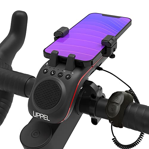 UPPEL Altoparlante Bluetooth per Bicicletta Casse Bluetooth V5.1 5000mAh Accumulatore di energia Luci/Campanello della bici Card SD/TF Funzione 10 in 1 per utilizzo all'aria aperta Sport Campeggio