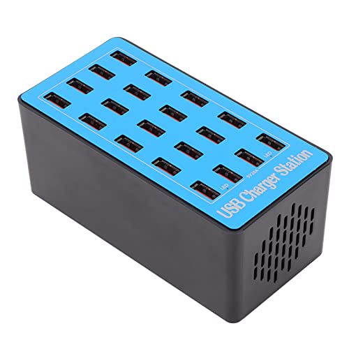 Stazione di Ricarica USB, Caricatore Rapido 100 W 5 V 20 A Ricarica Rapida 20 Porte Hub USB Stazione di Ricarica con Ventola di Raffreddamento da 50 Gradi per Telefoni, Tablet e Altri Elettronica