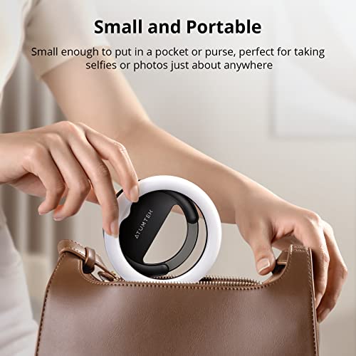 ATUMTEK Selfie Ring Light Telefono Luce ad Anello Ricaricabile Clip-on 40 LED Luce di Riempimento per Foto e Video per Streaming, TikTok, Instagram, Zoom Meeting e Videoconferenza - Nero