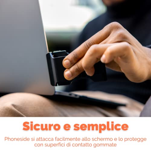 Phoneside Supporto per Telefono Portatile per Computer, Estensione Regolabile Universale, Samsung S22/S23, iPhone 14 Pro/Max, 13 Pro/Mini.