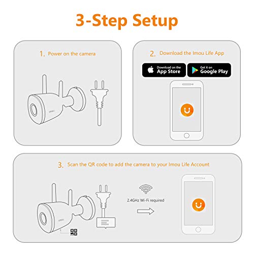 Imou Telecamera WiFi da Esterna, 1080P Telecamera di Sicurezza con AI Rilevazione del Movimento Umano, IP67 Antipolvere & Impermeabile, Visione Notturna 30m, Compatibile con Alexa, Bullet 2C