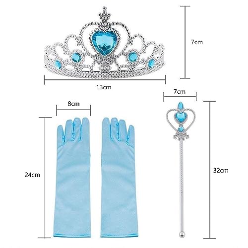 Vicloon Nuovi Costumi da Principessa Set Dono da Tiara, Guanti, Bacchetta Magica, Anello, orecchino, Collana da 3 a 9 Anni (9pcs)