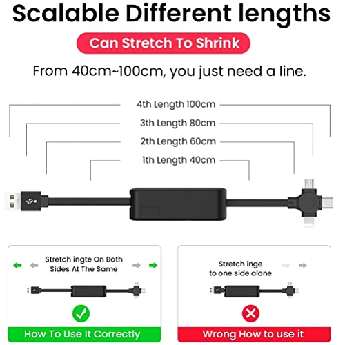 Cavo di ricarica multi 3 in 1, cavo USB 4 in 1, tre in un rotolo di cavi di ricarica, cavo di ricarica arrotolabile, supporto per telefono/caricatore 4 in 1, tablet, telefono cellulare