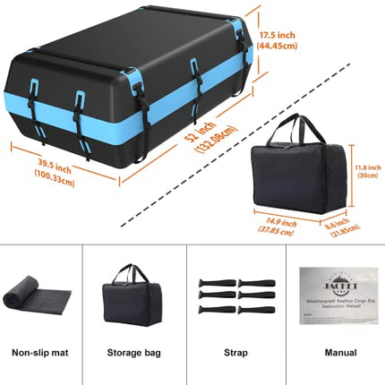 Box da Tetto Auto 595L Impermeabile Borsa da Tetto 21 Piedi Cubici Pieghevole Borsa Portapacchi Tetto Universale Adatto a Tutti i Veicoli con/senza Portapacchi Auto con Tappetino Antiscivolo + 6 Ganci