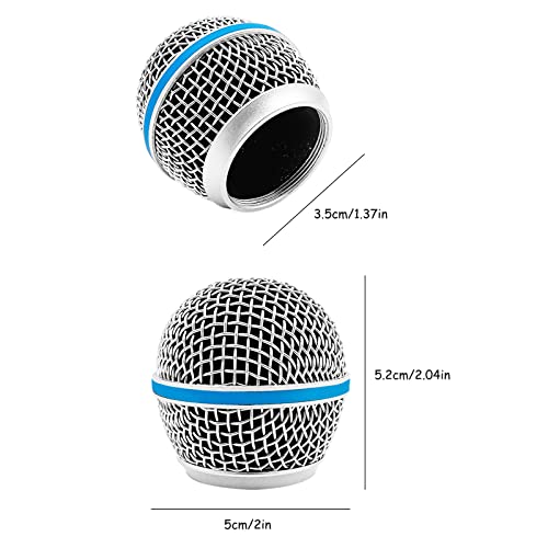 DaKuan - Set di 4 teste in rete per microfono in metallo, con spugna, compatibile con Beta58a, SM58, PGX24, SLX4, SM58LC, microfono in acciaio blu, testa per griglia microfonica argentata