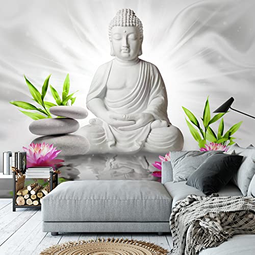 Carta da parati fotografica 396 x 280 cm fiori Buddha Zen | Vello Decorazione Murale Soggiorno Camera Da Letto | Manifattura tedesca | Bianco Verde Rosa 9289012c