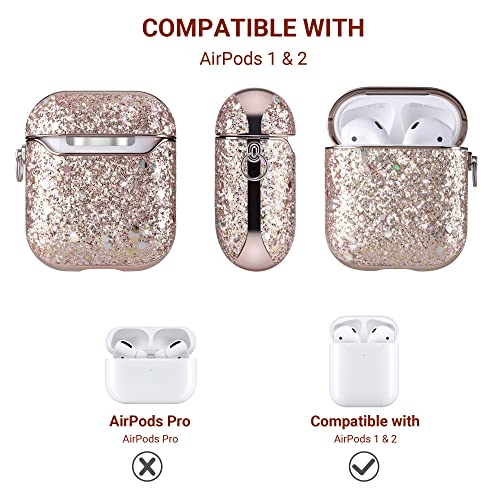 ULAK Custodia in Glitterata Compatiblile con Apple AirPods 2 & 1 (Visibile a LED)，Cover per Airpods Protettiva in Glitter Antiurto a Prova di Graffio - [Supporta la Ricarica Wireless] - Rosa