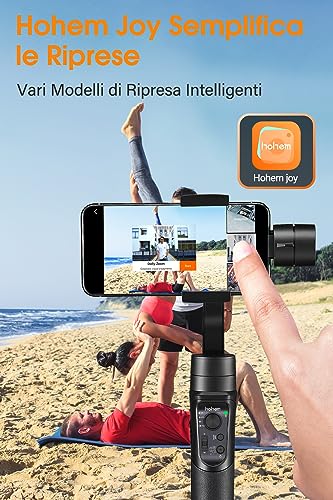 hohem iSteady Mobile Plus Stabilizzatore Gimbal, 3 Assi Stabilizzatore con Treppiedi, Modalità Sportiva/600° Rotazione, Caricamento 280g per iPhone&Android Smartphone, Gimbal per Vlog/Youtube/TikTok