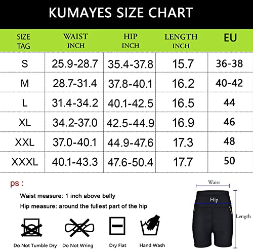 KUMAYES Pantaloncini sauna dimagranti donna Pantaloni Sauna Neoprene a Vita Alta per Allenamento Gym Fitness Pantaloncini Snellente (L, Nero)