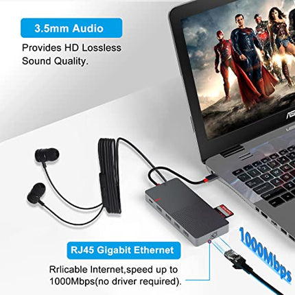 Hub USB C,11 IN 1 Adattatore USB Ethernet,Multiporta Docking Station,With HDMI 4K,(2USB 3.0/2USB 2.0) VGA,PD 100W, SD/TF,USB Hub Per Macbook Air/Pro iPad Dell Hp Lenovo