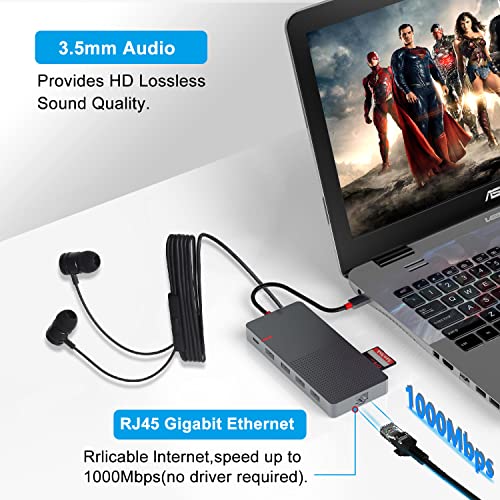 ANYPLUS Hub USB C,11 IN 1 Adattatore USB Ethernet,Multiporta Docking Station,With HDMI 4K,(2USB 3.0/2USB 2.0) VGA,PD 100W, SD/TF,USB Hub Per Macbook Air/Pro iPad Dell Hp Lenovo