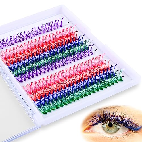 240pz Ciglia Finte Colorate, Ciglia Colorate a 6 Colori Ciglia Colorate Extension Riutilizzabili Ciglia Finte Colorate per Donne Ragazze Fai da Te Cosplay Feste Trucco (40D-0,07D, 16mm)