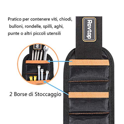 Rovtop Bracciale Magnetico con 15 Magneti Robusti Braccialetto Magnetico Regalo Uomo Originale Gadget Utili Multitool bracciale magnetico porta viti Idee Regalo Natale Festa del Papà Compleanno Regali