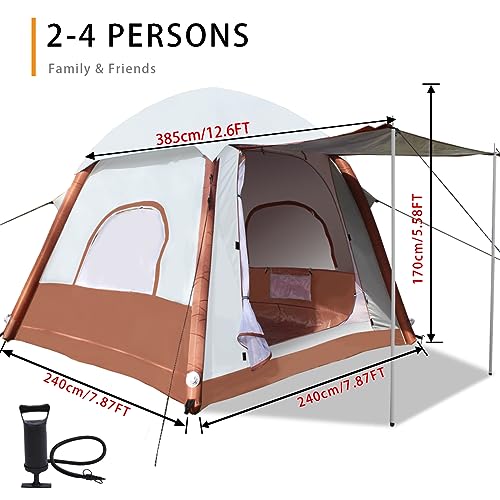 Umbalir Tenda gonfiabile per 2 persone, tenda pop-up, montata in 110 secondi e riconfezionata (385 x 240 x 170 cm)