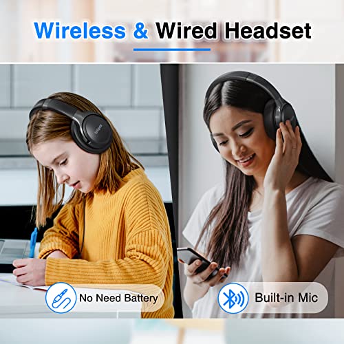 Uliptz Cuffie Wireless Bluetooth, 65 Ore Di Riproduzione, 6 EQ Modalità di Suono, Cuffie Senza Fili Stereo HiFi Over Ear con Microfono, Cuffie Bluetooth 5.3 per Viaggio/Ufficio/Telefono/PC (Nero)