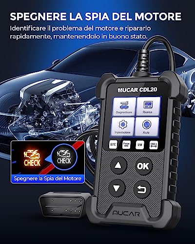 mucar CDL20 Diagnosi Auto Tutte Autodiagnosi OBD2/ EOBD con funzioni OBDII odb2 diagnostica in Italiano del Motore Strumento diagnostica per autoveico