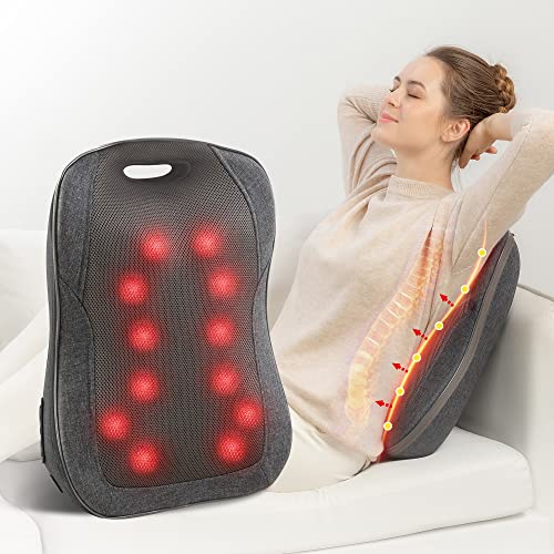 COMFIER Shiatsu Massaggiatore Schiena con Calore, Cuscino Massaggiante Portatile, Regali Natale per Donne/Uomini, Sedile Massaggiante Regolabile, Sedia Massaggiante per Ufficio, Uso Domestico