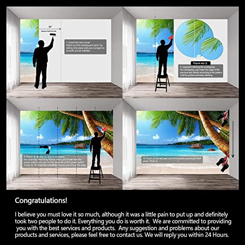 XAONUO Spiaggia Carta Da Parati Adesiva Muro Quadri Soggiorno Xxl Poster 3D Murales Parete Della Priorità Spiaggia Pesce Blu 350X254Cm Fondali Fotografia Decorazioni Pareti