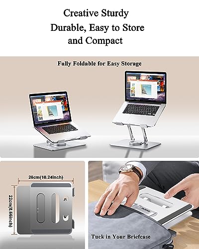 ZKSIND Supporto per Laptop Regolabile con Base Girevole a 360°, Supporto per Laptop Completamente Pieghevole e Portatile per Scrivania, Adatto a Tutti i MacBook/Altri Laptop/iPad Fino a 16"