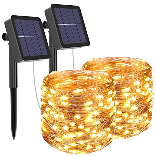 [2 Pacchi] Luci Solari Esterno, Litogo 14m 120 LED Catena Luminosa Esterno Filo Luci Led 8 modalità Lucine da Esterno Decorative Per Giardino, Natale, Patio, Cancello, Cortile, Matrimonio, Festa