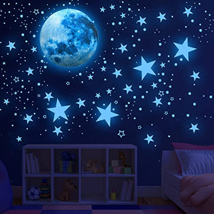 506PCS Stelle Fluorescenti Adesive Soffitto Stelline Luminose per Cameretta Adesivi Murali Bambini Cameretta Stelle Luna Adesivo Muro Luminoso Decorazione per Soggiorno Cameretta Bambino