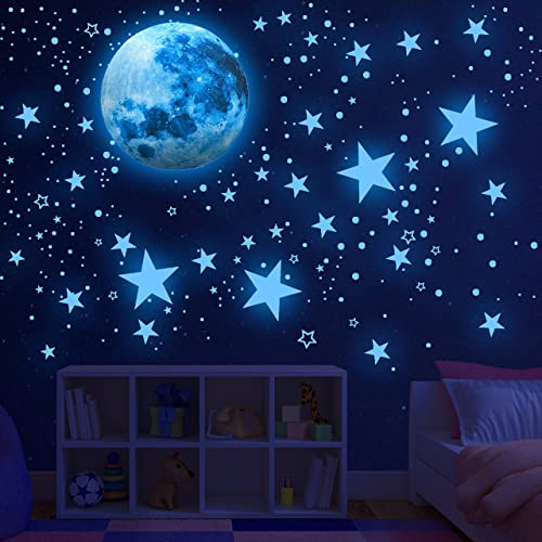 506PCS Stelle Fluorescenti Adesive Soffitto Stelline Luminose per Cameretta Adesivi Murali Bambini Cameretta Stelle Luna Adesivo Muro Luminoso Decorazione per Soggiorno Cameretta Bambino