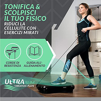 Fitness Pedana Vibrante Ultra Slim | 5 Programmi + 180 Levelli | Altoparlanti Bluetooth | Dimensioni Ridotte | Design Made in UK | Performance Durevole