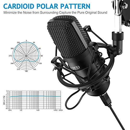 YOTTO USB Microfono a Condensatore Kit 192kHZ/24bit Microfono di Registrazione per Computer PC YouTube con Filtro Antipop, Supporto Regolabile, Ragno Anti Shock, Filtro Anti-Vento, Attaches de câble