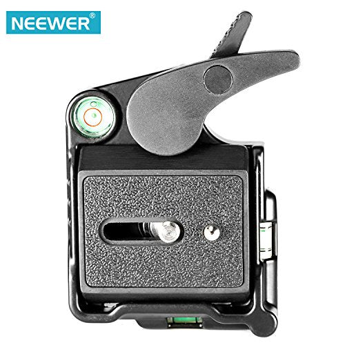 NEEWER Piastra professionale a Sgancio Rapido in Lega di Alluminio con Adattatore e Vite da 1/4"-3/8", Livella a bolla per Fotocamera DSLR, Treppiede o Monopiede Stabilizzatore con Testa girevole