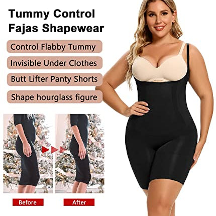 SHAPERX Donna Body Contenitivo Stringivita Modellante Dimagrante Snellente Bodysuit Intimo Guaina Contenitiva Shaper Shapewear Addominale Compressione Bustino, UK-SZ2490293-Black-L
