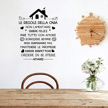 Le Regole della Casa Italiano Adesivi da Parete Muro Adesivo Murali Decorativo Decorazione fai da te Domestica Porta Camera da Letto Soggiorno