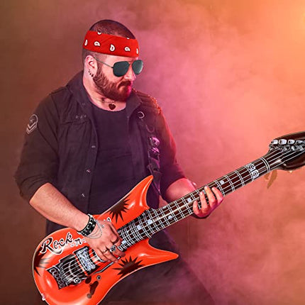 Dreamtop 10 pezzi Punker Costume Accessori Punk Gothic Rocker Kit Uomo Rock Star Punker Kit 70s 80s 90s Disco Rocker Travestimento Accessori Gonfiabile Chitarra Microfono Rocker Kit