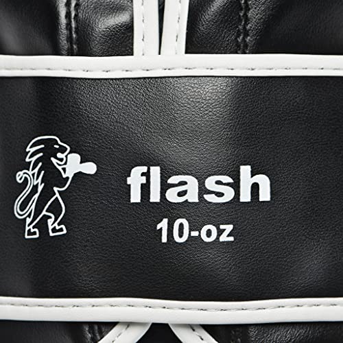 LEONE 1947, Flash Guantoni da Boxe, Unisex – Adulto, Nero, 10 OZ, GN083