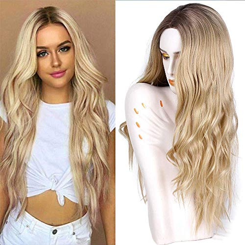 Mildiso Parrucca bionda da donna Ombre lunga ondulata ricci naturali/per donne Wig vita quotidiana anime cosplay party Halloween carnevale 019AA