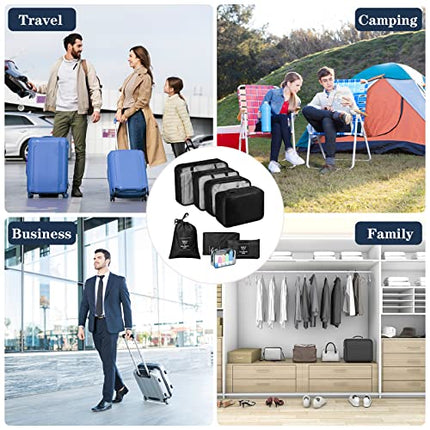 TENXSNUG Organizer Valigie Viaggio, 8 Pezzi Travel Organizer Packing Cubes Leggero Organizzatore Valigia Cubi di Imballaggio Cubo di Viaggio per i Vestiti, Scarpe, Intimo, Nero