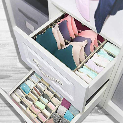 ASANMU Scatola a Scomparti, Cassetti Organizer Pieghevole, Organizzatori per Biancheria Intima, per Riporre Calzini Reggiseni e Cravatte Storage Box, Grigio