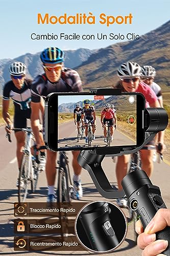 hohem iSteady Mobile Plus Stabilizzatore Gimbal, 3 Assi Stabilizzatore con Treppiedi, Modalità Sportiva/600° Rotazione, Caricamento 280g per iPhone&Android Smartphone, Gimbal per Vlog/Youtube/TikTok