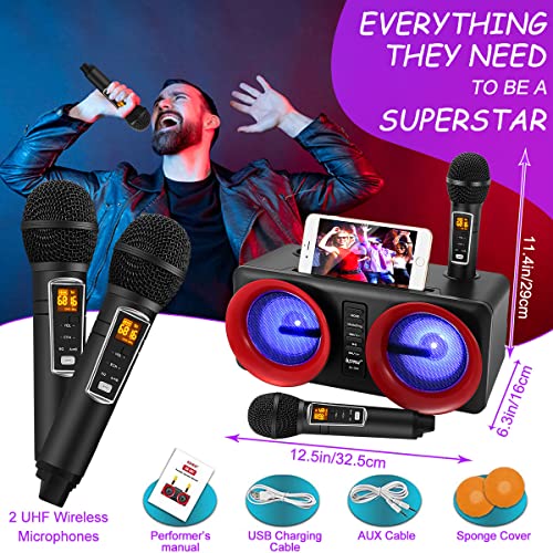 (Versione aggiornata) Karaoke Professionale Completo, ALPOWL Sistema Di Altoparlanti PA Portatile Con Luci LED Colorate Sfumate e 2 Microfoni Karaoke per Feste in Casa, Matrimoni, Chiese (nero)