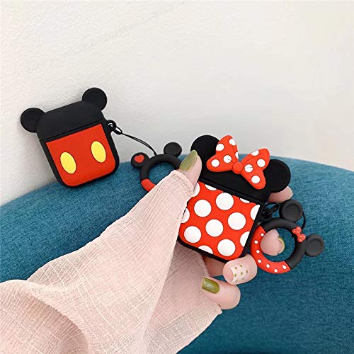 YIGEYI Custodia in Silicone Compatibile con Airpods 1 e 2 Funny Cute Cartoon 3D Case Cover[Serie di Animazione Leggero] (Minnie)