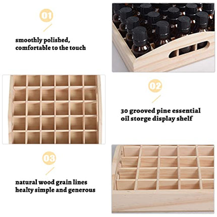 WishesMar 30 Slots Supporto per Oli Essenziali Organizzatore Mensola in Legno per Oil Aromaterapia e Profumati - Può Contenere Bottiglie di Olio Essenziale da 5ml,10 ml #A