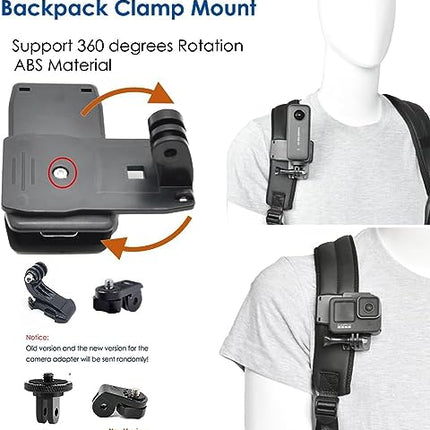 Kit di accessori per insta360 One X3 Compatibile con GoPro Hero 10, Hero 9/8/7/6, Include Clip per Zaino, Fascia Toracica, Fascia,Testa, Cainturino