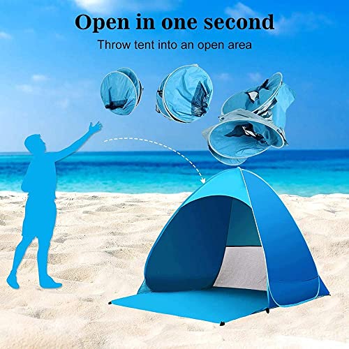 Miconi Tenda da Spiaggia Mare Pop Up Portatile con Protezione Solare UPF 50+ per 1-3 Persone, Leggera e Facile da trasportare, per Vacanza, Campeggio Viaggi Giardino(165*150*110) cm