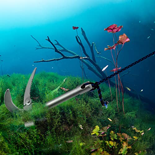 TIANLIN Ancora per Imbarcazioni, Ancora Nautica con Cima di Ancoraggio da 9,5 m e Maniglia, Gancio di Ancoraggio Pieghevole Zincato, Denti Ispessiti, Ancora Quad Hook per Kayak