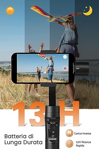 hohem iSteady Mobile Plus Stabilizzatore Gimbal, 3 Assi Stabilizzatore con Treppiedi, Modalità Sportiva/600° Rotazione, Caricamento 280g per iPhone&Android Smartphone, Gimbal per Vlog/Youtube/TikTok