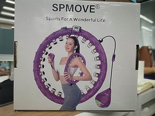 SPMOVE Smart Hula Hoop, Smart Hula Hoop per adulti e principianti, Hula Hoop con sfera di peso, Hoola Hoop per dimagrire e fitness, pneumatici fitness con palla LED e contatore, 24 pezzi rimovibili