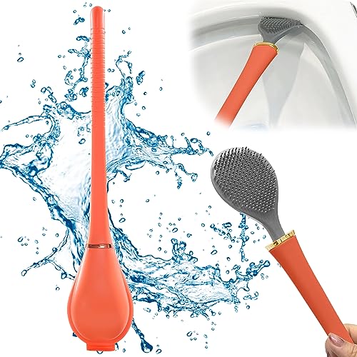 Lets Joy Scopino per WC in Silicone, Brush Spazzola in Silicone per WC, Spazzolone Bagno WC, Scopettino Bagno con Base per Asciugatura Rapida, Apertura e Chiusura Automatica, Scopino WC Silicone