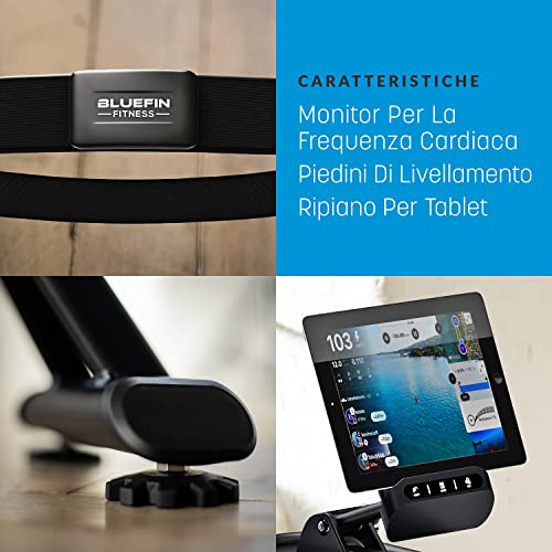 Bluefin Fitness Blade Aqua M-1 Vogatore ad acqua in metallo | Reale esperienza di canottaggio | Tecnologia idro con acqua | Telaio in alluminio | Per allenamenti intensi | Compatibile con Kinomap