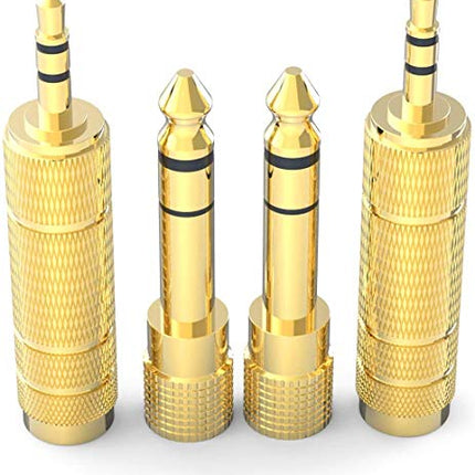 DIGITNOW!3,5mm Maschio a 6,35mm Femmina e 6,35 mm Maschio a 3,5 mm Femmina Adattatore Jack Stereo Placcato in Oro, Connettori Compatibile con Chitarra Tastiere elettroniche Cuffie, 4 Pack