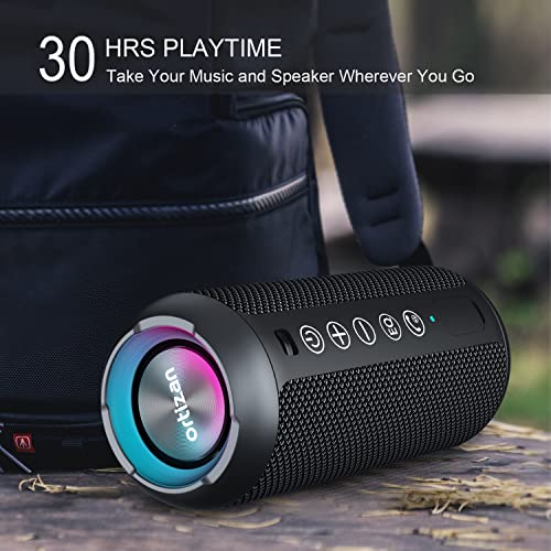 Ortizan X10 Speaker Bluetooth Portatile-Cassa Altoparlante Bluetooth Waterproof IPX7-Con Luce,Fino a 30h di Autonomia,3 Effetti Sonori Stereo Hi-Fi Bassi, Vivavoce Microfono-Con AUX, TF