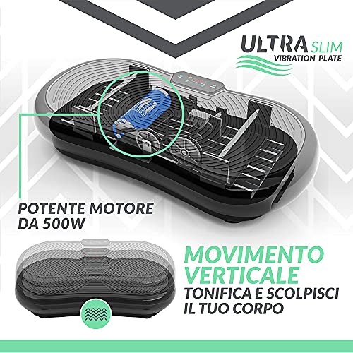 Bluefin Fitness Pedana Vibrante Ultra Slim | 5 Programmi + 180 Levelli | Altoparlanti Bluetooth | Dimensioni Ridotte | Design Made in UK | Performance Durevole